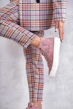 Big Star Shoes Trampki Ocieplane|Trampki Damskie Big Star*Trampki Damskie Big Star Wysokie Ocieplane Różowe EE274113 Różowy