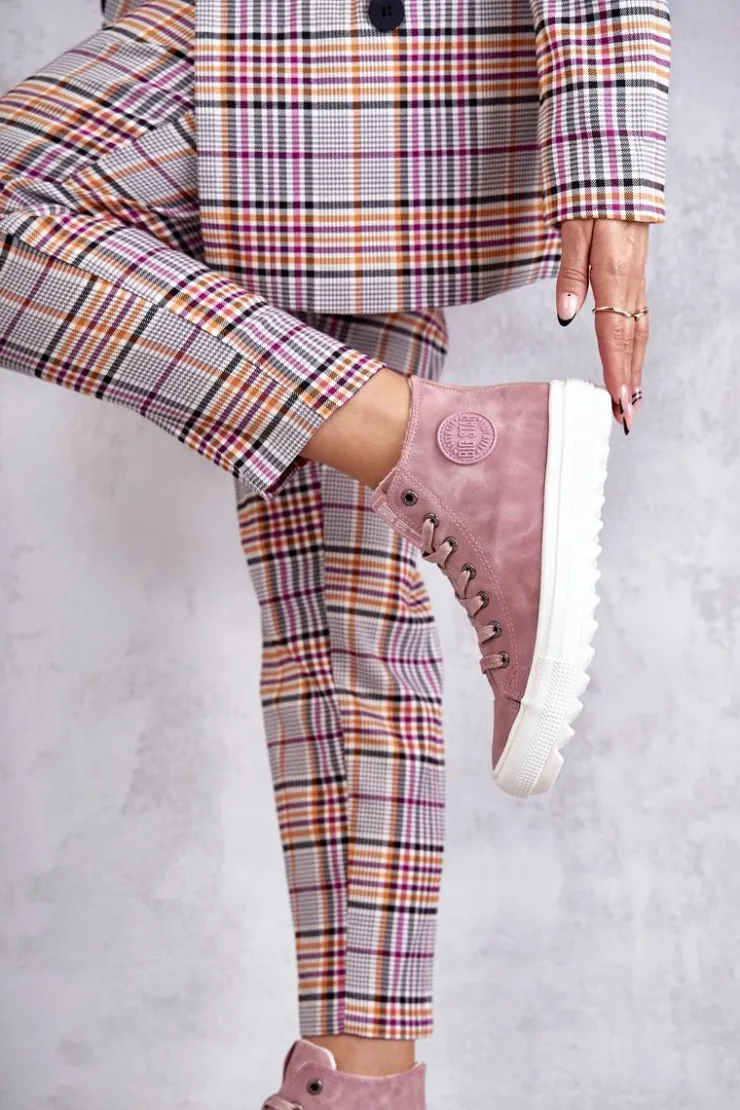 Big Star Shoes Trampki Ocieplane|Trampki Damskie Big Star*Trampki Damskie Big Star Wysokie Ocieplane Różowe EE274113 Różowy