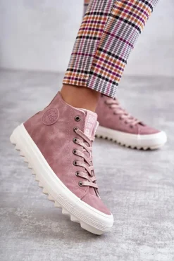 Big Star Shoes Trampki Ocieplane|Trampki Damskie Big Star*Trampki Damskie Big Star Wysokie Ocieplane Różowe EE274113 Różowy