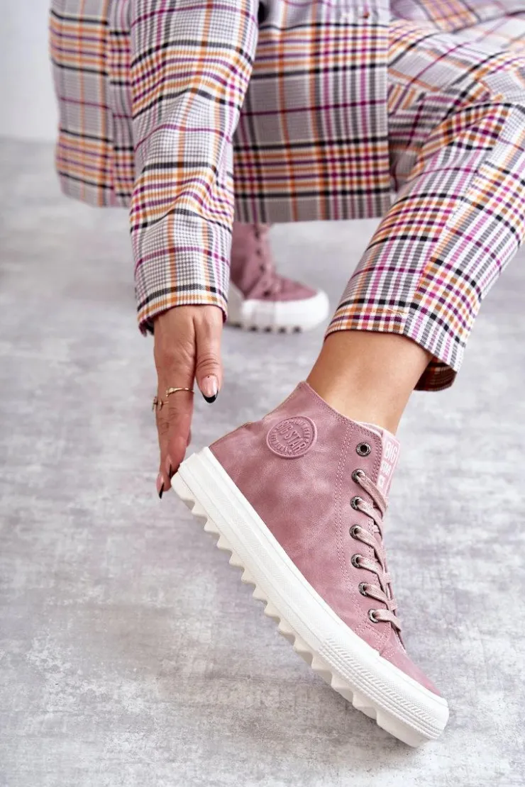 Big Star Shoes Trampki Ocieplane|Trampki Damskie Big Star*Trampki Damskie Big Star Wysokie Ocieplane Różowe EE274113 Różowy