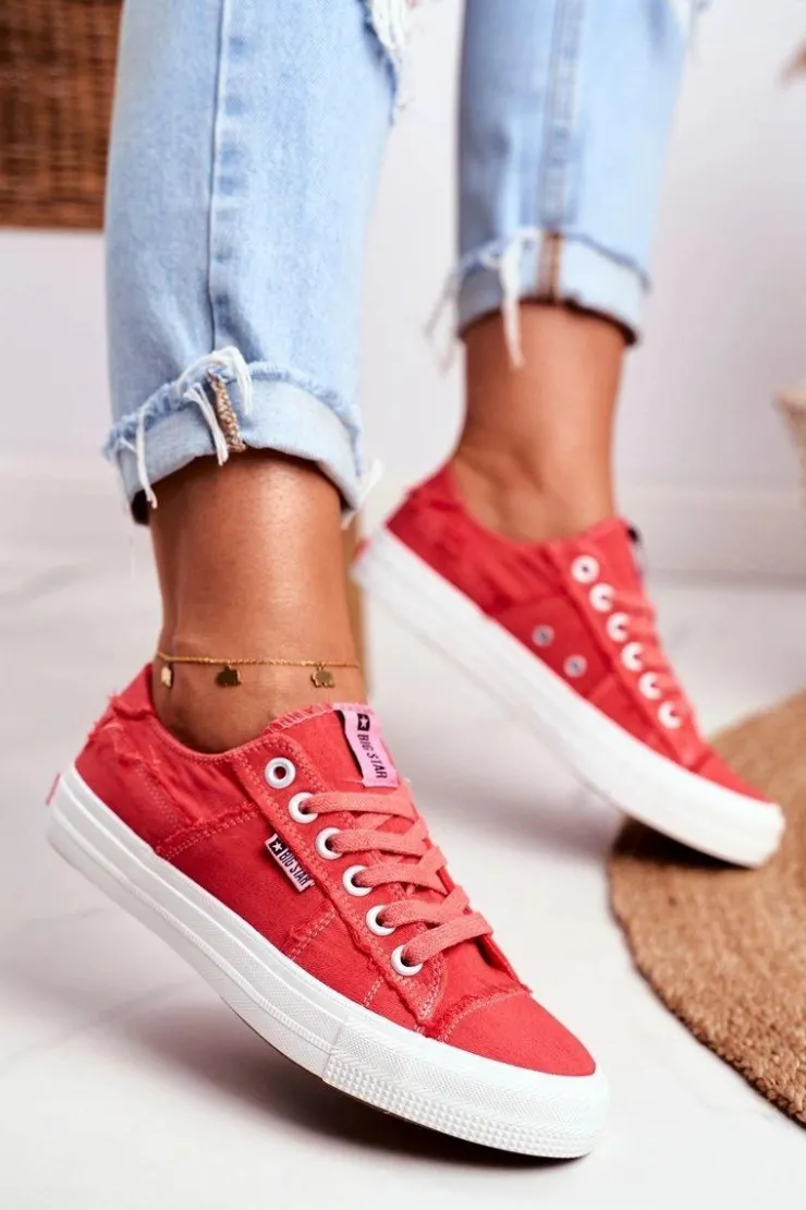 Clearance Big Star Shoes Trampki Damskie Big Star Czerwone DD274449