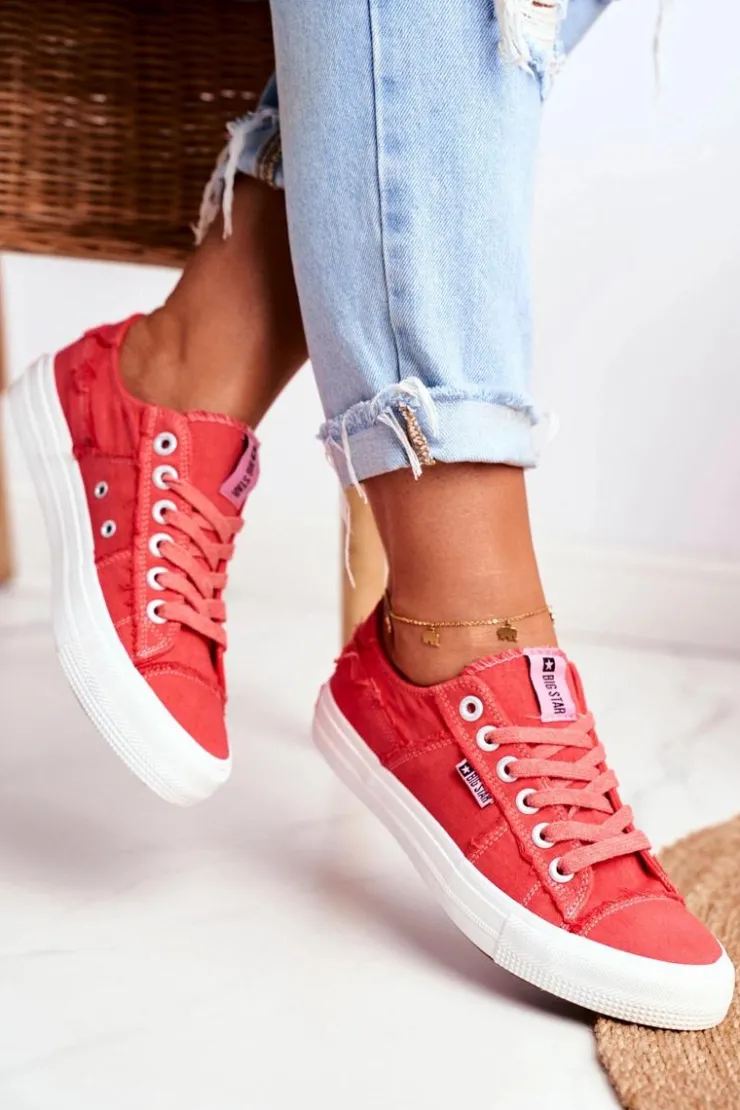 Clearance Big Star Shoes Trampki Damskie Big Star Czerwone DD274449