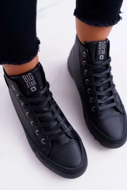 Damskie Big Star Shoes Trampki Damskie Big Star Wysokie Ocieplane Czarne EE274110