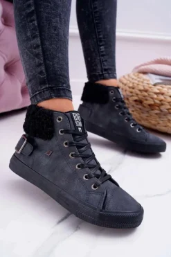 Big Star Shoes Trampki Ocieplane|Trampki Damskie Big Star*Trampki Damskie Big Star Wysokie Ocieplane Czarne EE274080