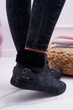 Big Star Shoes Trampki Ocieplane|Trampki Damskie Big Star*Trampki Damskie Big Star Wysokie Ocieplane Czarne EE274080