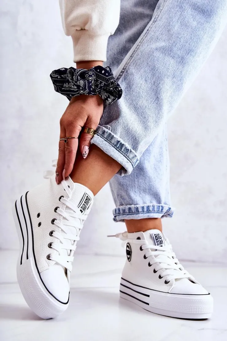 Hot Big Star Shoes Trampki Damskie Big Star Białe GG274013 Biały