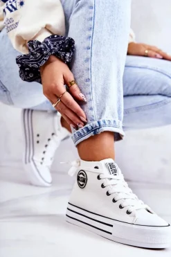 Hot Big Star Shoes Trampki Damskie Big Star Białe GG274013 Biały