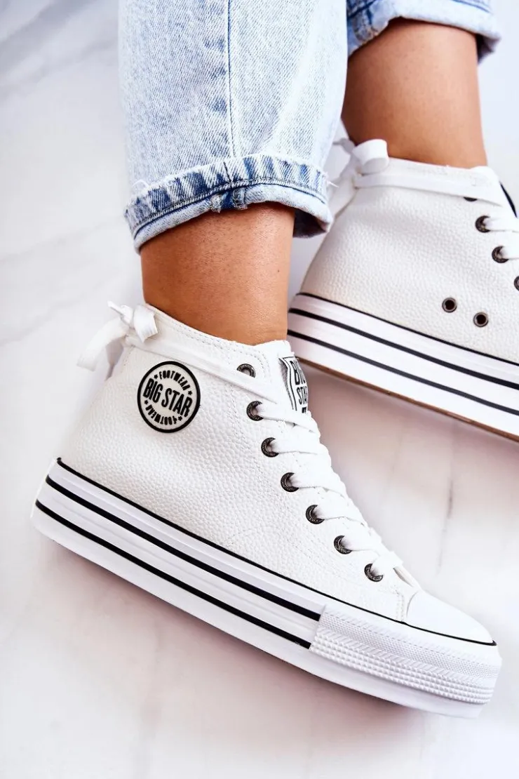 Hot Big Star Shoes Trampki Damskie Big Star Białe GG274013 Biały