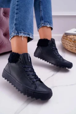 Big Star Shoes Trampki Ocieplane|Trampki Damskie Big Star*Trampki Damskie Big Star Wysokie Ocieplane Granatowe EE274147