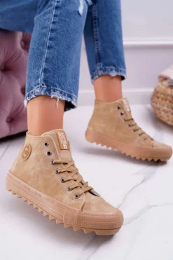 Damskie Big Star Shoes Trampki Damskie Big Star Wysokie Ocieplane Camel EE274116