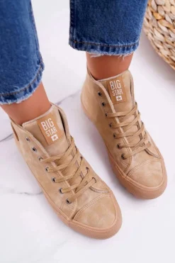Damskie Big Star Shoes Trampki Damskie Big Star Wysokie Ocieplane Camel EE274116