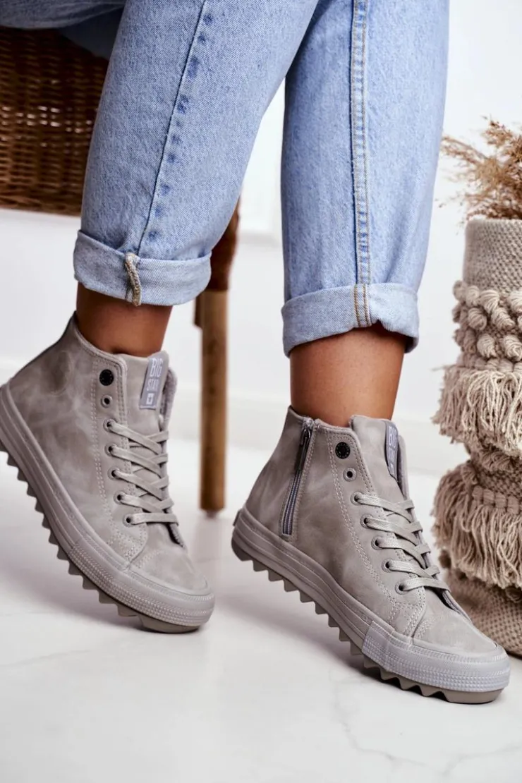 Big Star Shoes Trampki Ocieplane|Trampki Damskie Big Star*Trampki Damskie Big Star Wysokie Ocieplane Szare GG274070