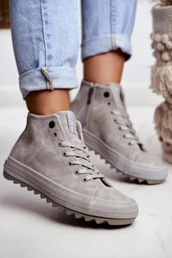 Big Star Shoes Trampki Ocieplane|Trampki Damskie Big Star*Trampki Damskie Big Star Wysokie Ocieplane Szare GG274070