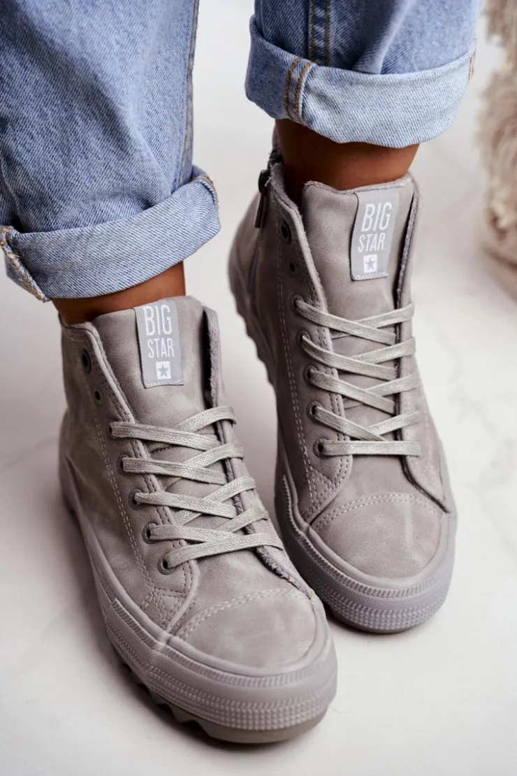 Big Star Shoes Trampki Ocieplane|Trampki Damskie Big Star*Trampki Damskie Big Star Wysokie Ocieplane Szare GG274070