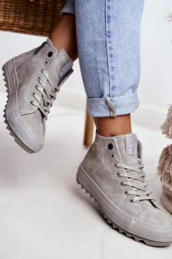 Big Star Shoes Trampki Ocieplane|Trampki Damskie Big Star*Trampki Damskie Big Star Wysokie Ocieplane Szare GG274070