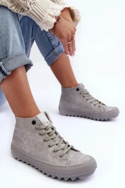 Damskie Big Star Shoes Trampki Damskie Big Star Wysokie Ocieplane Szare GG274070