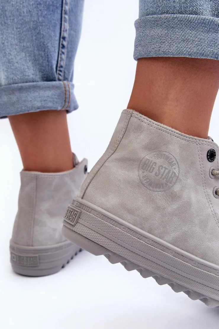 Damskie Big Star Shoes Trampki Damskie Big Star Wysokie Ocieplane Szare GG274070