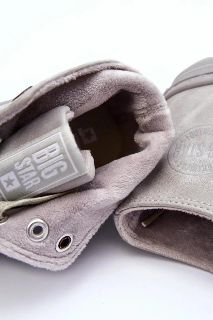 Damskie Big Star Shoes Trampki Damskie Big Star Wysokie Ocieplane Szare GG274070