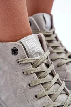 Damskie Big Star Shoes Trampki Damskie Big Star Wysokie Ocieplane Szare GG274070