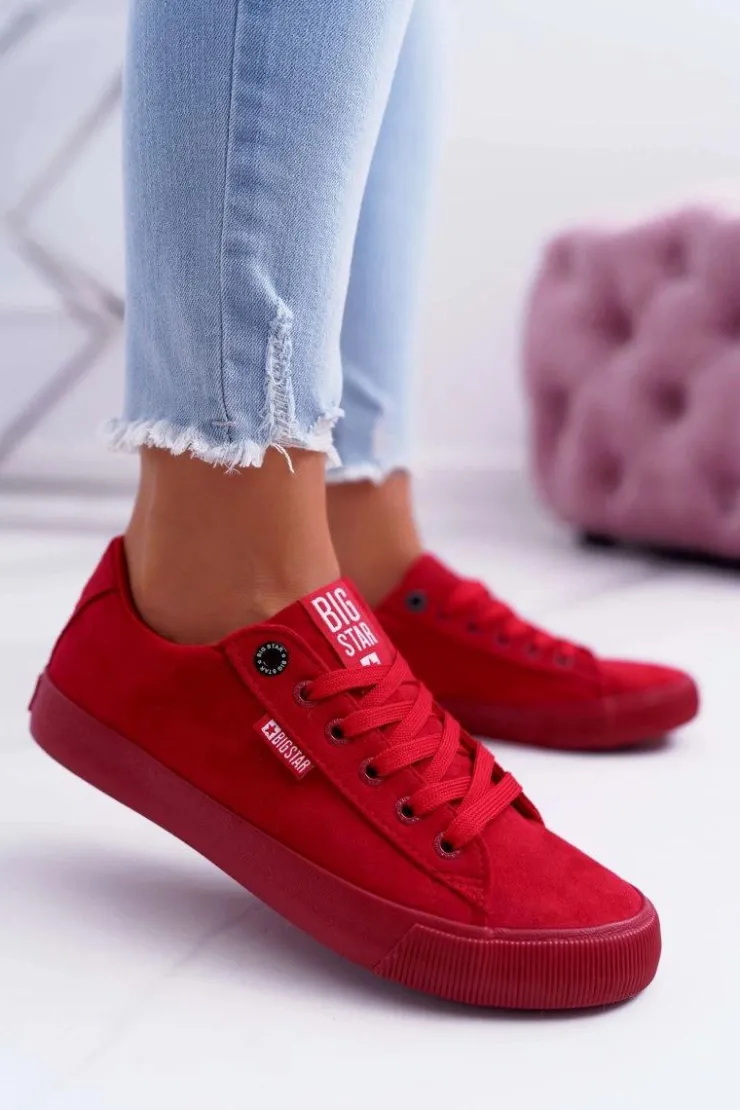 Hot Big Star Shoes Trampki Damskie Big Star Zamsz Czerwone EE274044