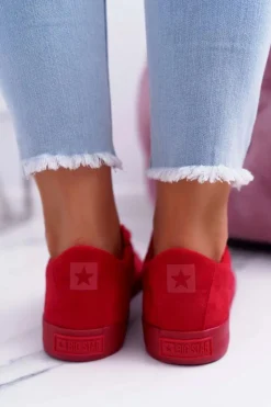 Hot Big Star Shoes Trampki Damskie Big Star Zamsz Czerwone EE274044