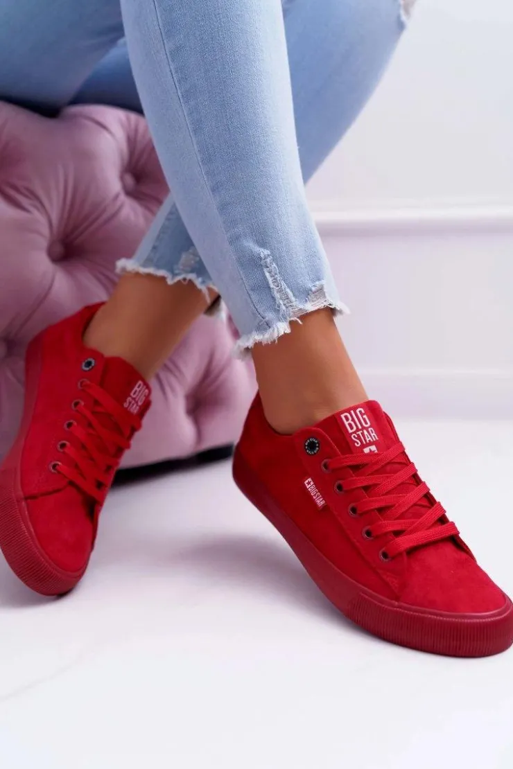 Hot Big Star Shoes Trampki Damskie Big Star Zamsz Czerwone EE274044