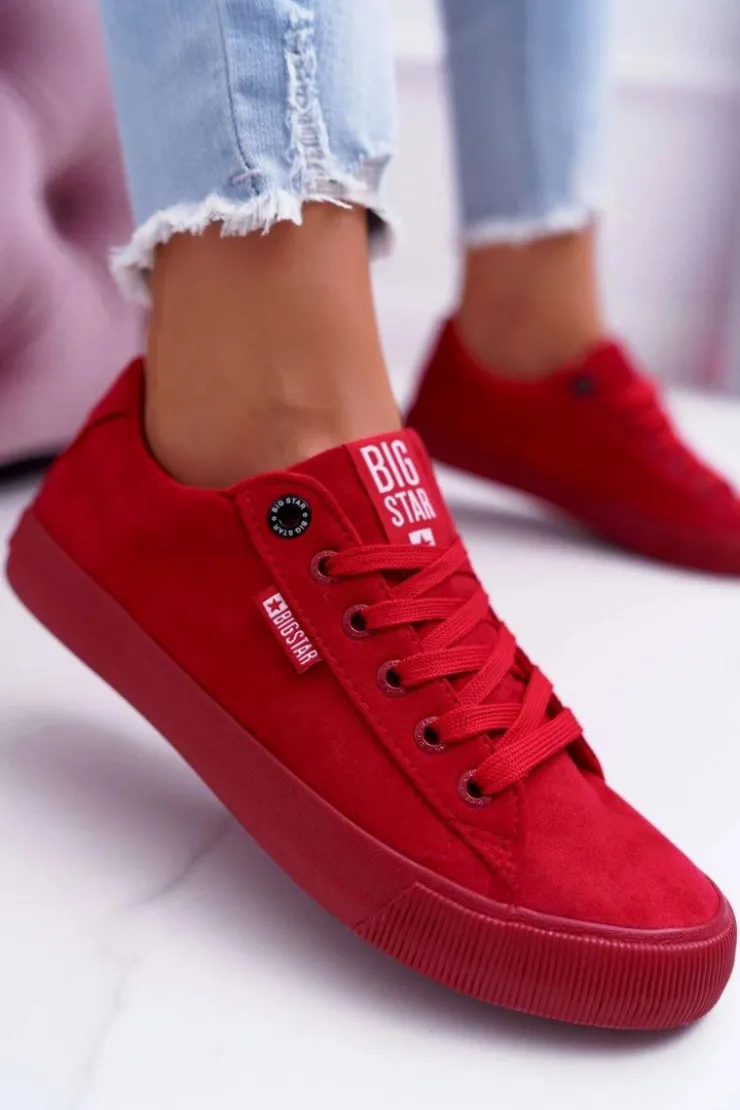 Hot Big Star Shoes Trampki Damskie Big Star Zamsz Czerwone EE274044