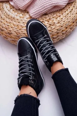 Big Star Shoes Trampki Ocieplane|Trampki Damskie Big Star*Trampki Damskie Big Star Wysokie Czarne Ocieplane EE274410