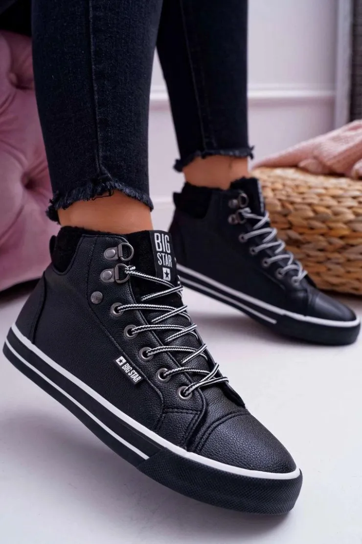 Big Star Shoes Trampki Ocieplane|Trampki Damskie Big Star*Trampki Damskie Big Star Wysokie Czarne Ocieplane EE274410