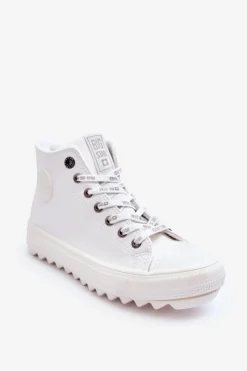 Damskie Big Star Shoes Trampki Damskie Big Star Wysokie Ocieplane Białe GG274108