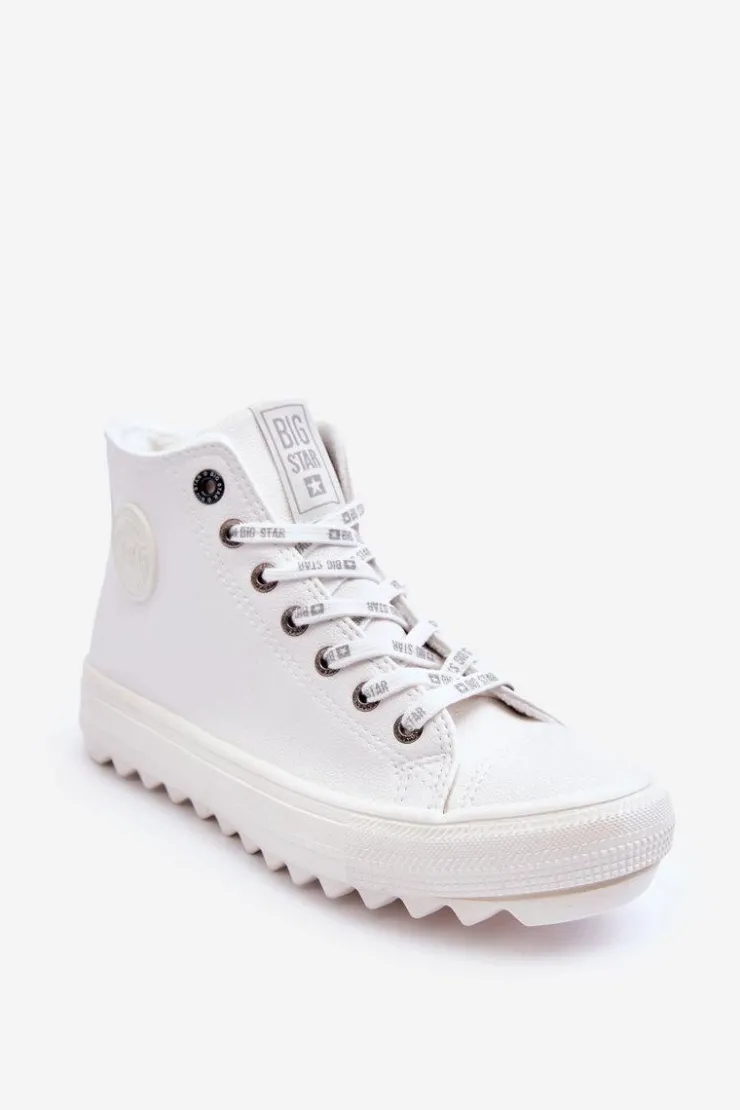 Damskie Big Star Shoes Trampki Damskie Big Star Wysokie Ocieplane Białe GG274108