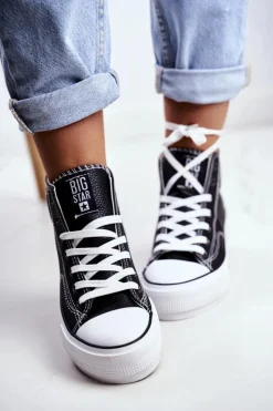Big Star Shoes Trampki Damskie Big Star|Trampki Damskie Wysokie*Trampki Damskie Big Star Czarne GG274012 Czarny