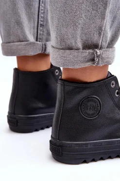 Damskie Big Star Shoes Trampki Damskie Big Star Wysokie Ocieplane Czarne EE274110
