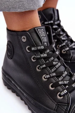 Damskie Big Star Shoes Trampki Damskie Big Star Wysokie Ocieplane Czarne EE274110