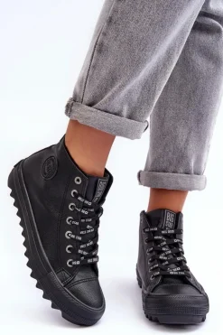 Damskie Big Star Shoes Trampki Damskie Big Star Wysokie Ocieplane Czarne EE274110