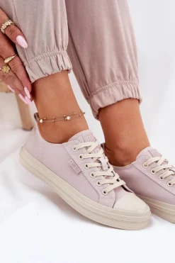Sale Big Star Shoes Trampki Damskie Big Star RR274732 Jasnoróżowe Różowy