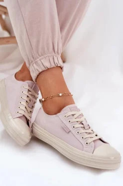 Sale Big Star Shoes Trampki Damskie Big Star RR274732 Jasnoróżowe Różowy