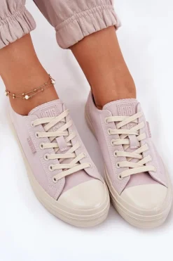 Sale Big Star Shoes Trampki Damskie Big Star RR274732 Jasnoróżowe Różowy