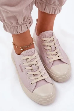 Sale Big Star Shoes Trampki Damskie Big Star RR274732 Jasnoróżowe Różowy