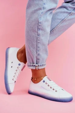 Damskie Cross Jeans Trampki Damskie Biało Niebieskie FF2R4077C