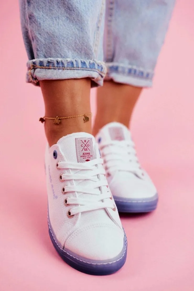 Damskie Cross Jeans Trampki Damskie Biało Niebieskie FF2R4077C