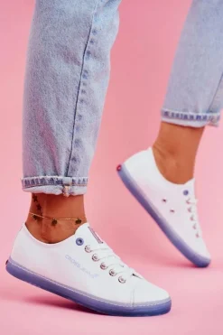 Damskie Cross Jeans Trampki Damskie Biało Niebieskie FF2R4077C