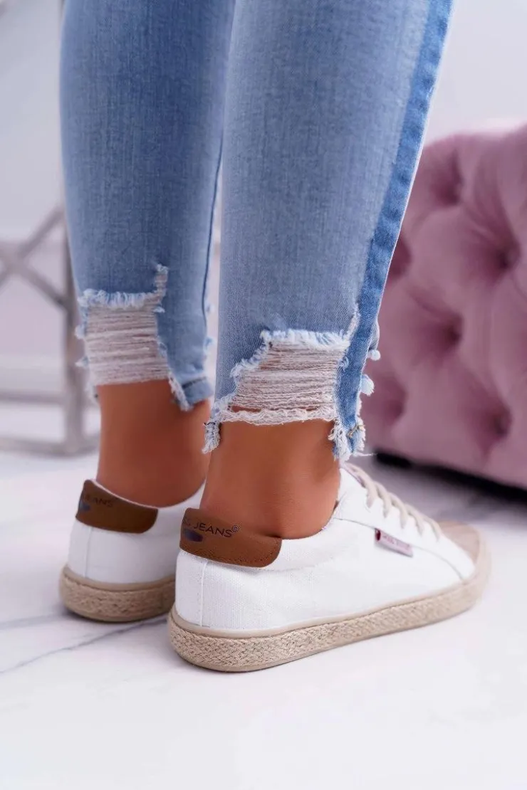 Cross Jeans Trampki Damskie Niskie*Trampki Damskie Białe DD2R4095