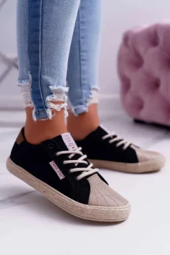 Damskie Cross Jeans Trampki Damskie Czarne DD2R4093