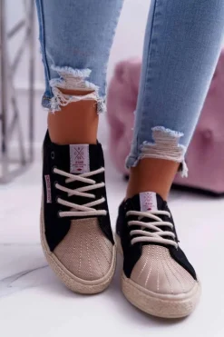 Damskie Cross Jeans Trampki Damskie Czarne DD2R4093