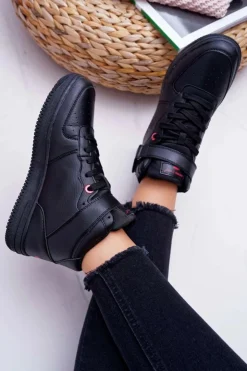 Cross Jeans Trampki Damskie Cross Jeans|Trampki Damskie Wysokie*Trampki Damskie Wysokie Czarne EE2R4147C