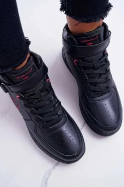 Cross Jeans Trampki Damskie Cross Jeans|Trampki Damskie Wysokie*Trampki Damskie Wysokie Czarne EE2R4147C