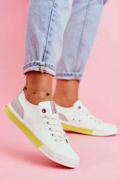 Damskie Cross Jeans Trampki Damskie Biało Żółte FF2R4042C