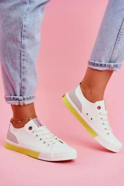 Damskie Cross Jeans Trampki Damskie Biało Żółte FF2R4042C