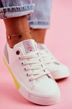 Damskie Cross Jeans Trampki Damskie Biało Żółte FF2R4042C